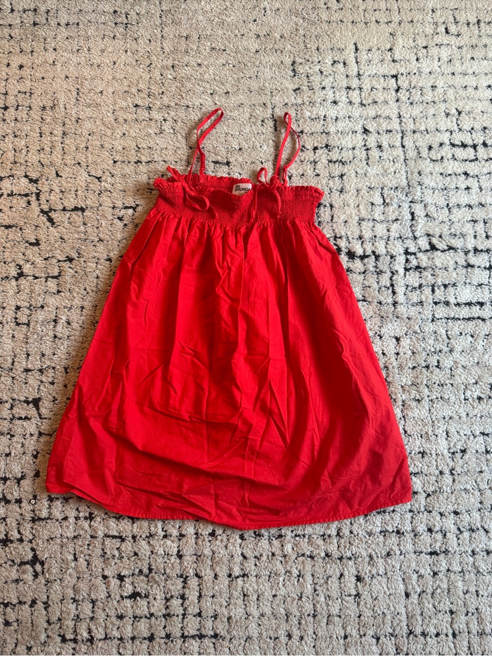 Bow detail Red Smocked Sundress